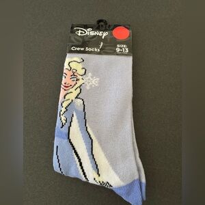 Disney Frozen Elsa Snowflake Crew Socks Size 9–13 NWT
